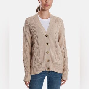 MINNIE ROSE COTTON CASHMERE OVERSIZED CARDIGAN BROWN SUGAR SIZE O/S